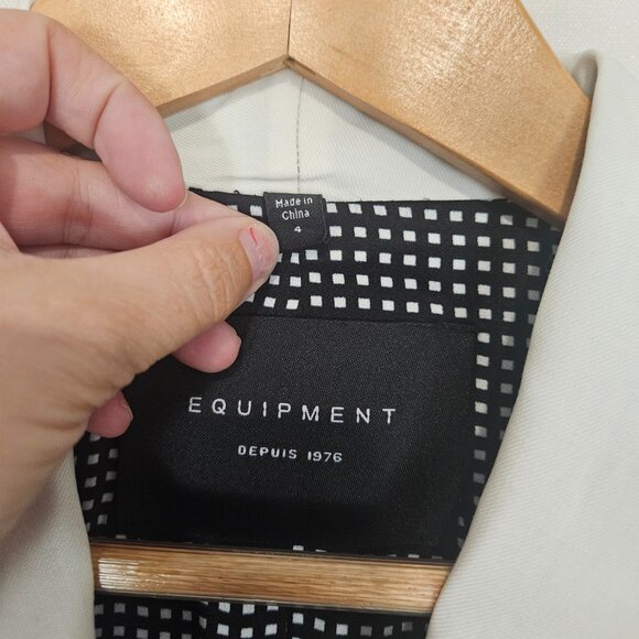 NWT Equipment Quincy Blazer Size 4 Black White 100% Wool $475 - Picture 4 of 10